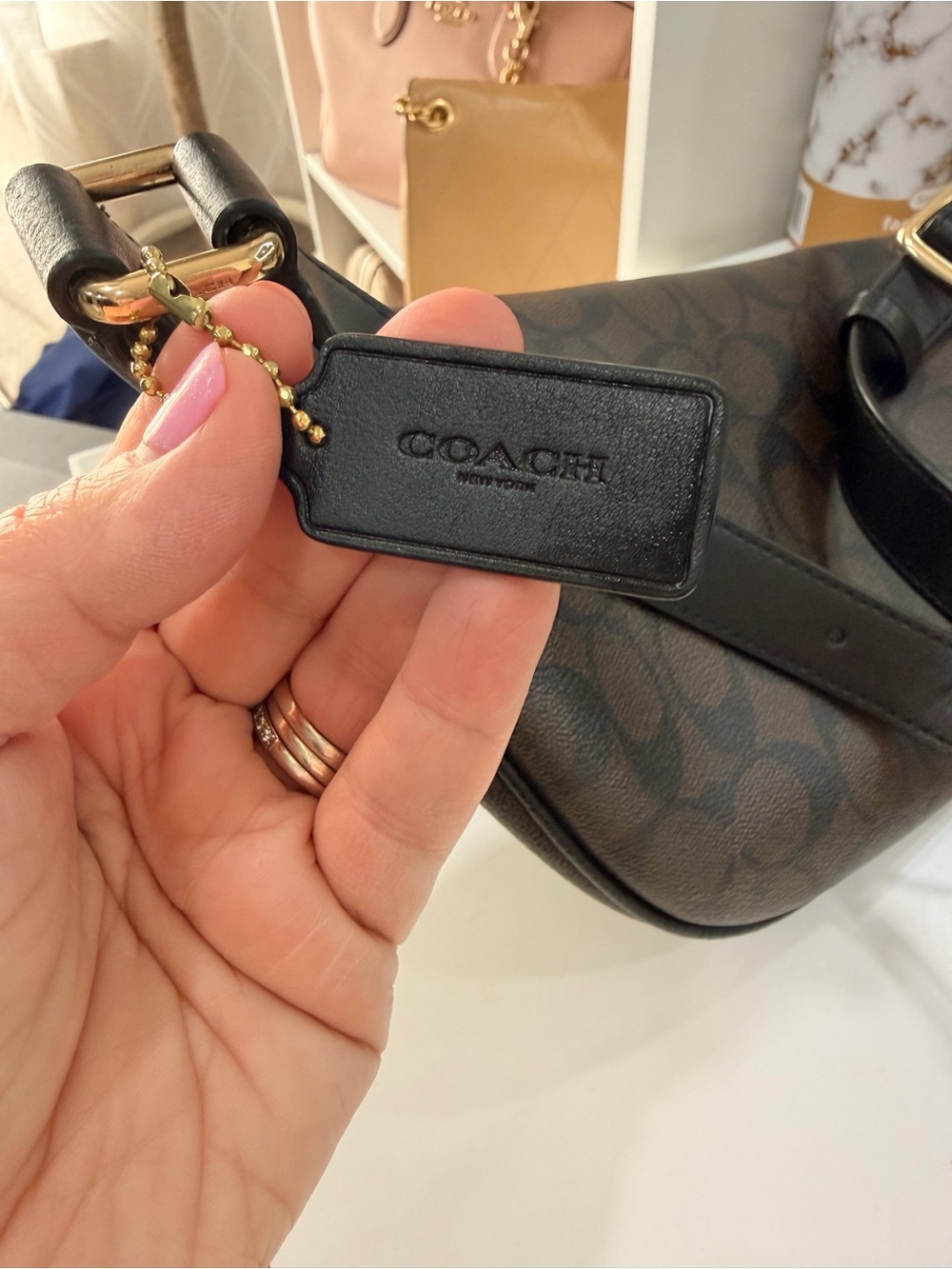 COACH Brown Signature Canvas Crossbody Belt Bag with Gold Hardware - Picture 3 of 7